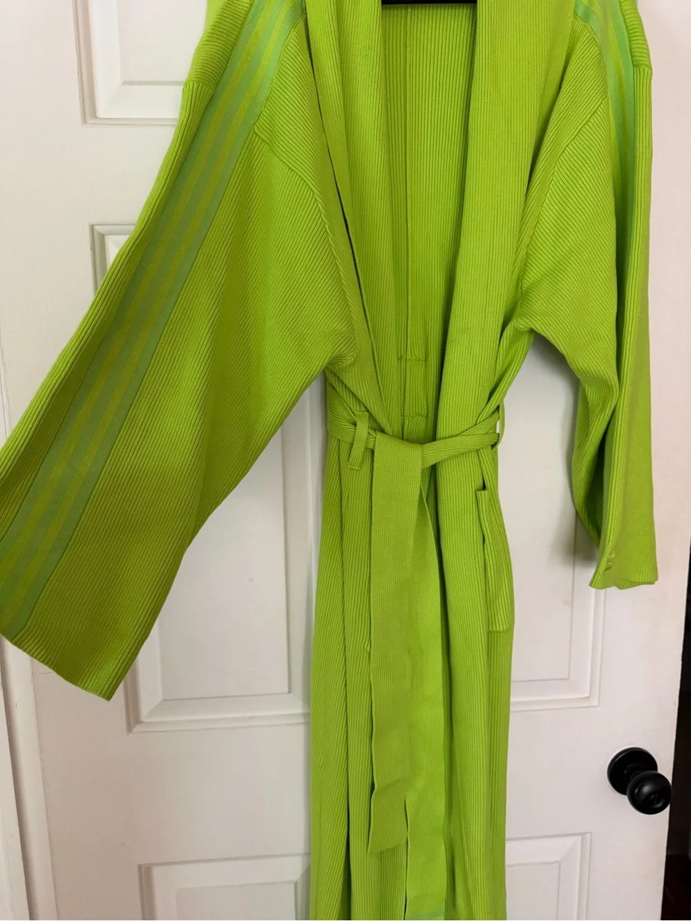 adidas Neon Lime Ribbed Knit Cardigan with Trefoil Detail